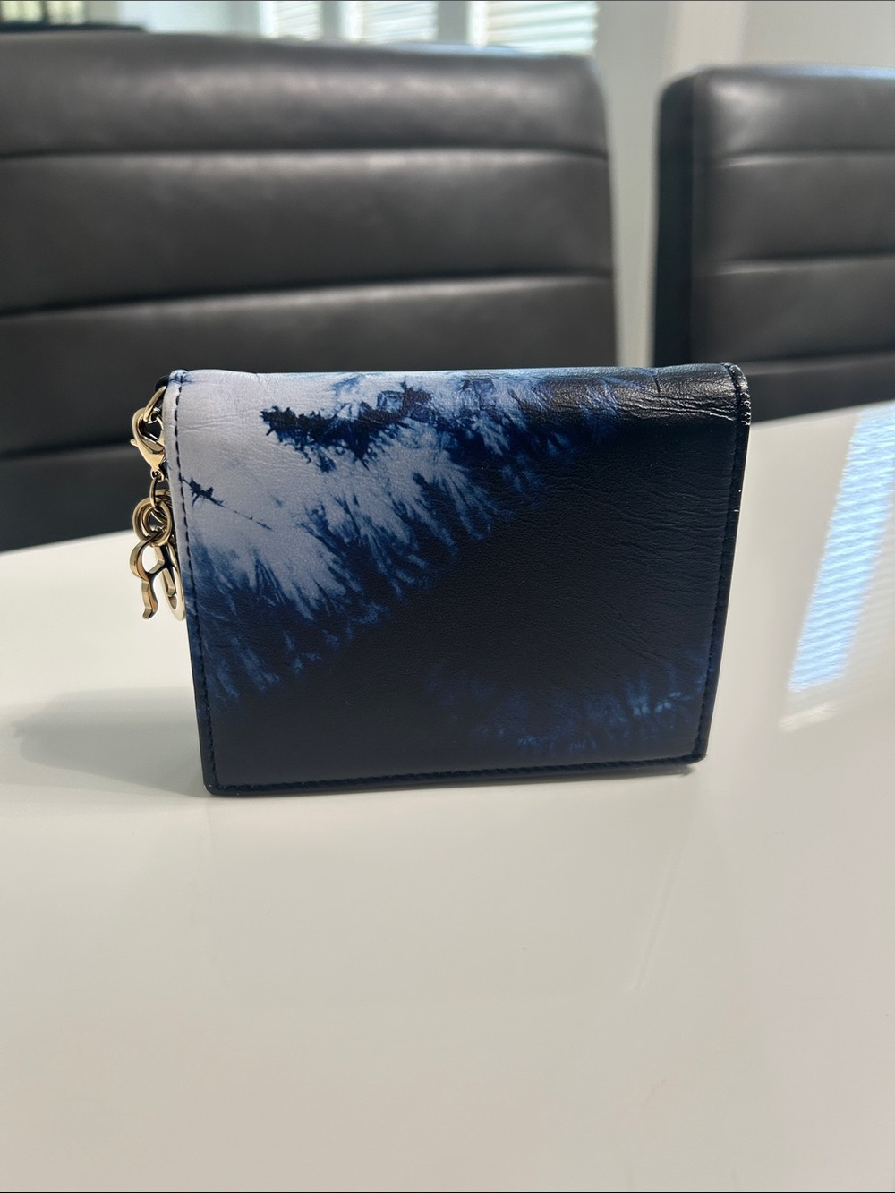 Christian Dior Leather Bifold Wallet - Navy Tie-Dye